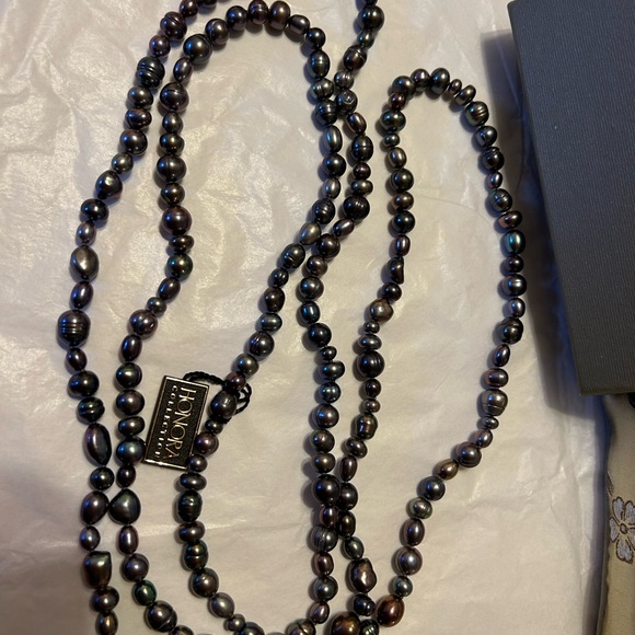 Honora Black Beaded Necklace Elegant Long Strand - Picture 3 of 5
